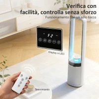 HOMCOM Ventilatore Torre Senza Pale, Silenzioso 36dB, 94 cm, Bianco, Camera da Letto(m-7)