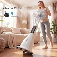 HOMCOM Stehventilator mit Wassernebel, 75° Oszillation, 3 Geschwindigkeiten, 3 Modi, Weiß(m-9)