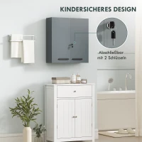 kleankin Medizinschrank, abschließbarer Medikamentenschrank mit 2 Türen und 6 Regalen, Kohlegrau(m-4)