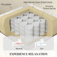 HOMCOM Fotel telewizyjny z elektrycznym podnoszeniem, masażem, podgrzewaniem, USB, kremowy PU(m-6)