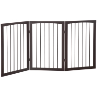 PawHut Barrera de Seguridad Plegable de 3 Paneles 160x76 cm Rejilla de Protección para Perros Pequeños para Puertas Escaleras Pasillos Café Oscuro