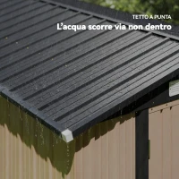 Outsunny Capanno in Metallo 305 x 245 cm, Robusto Capanno da Giardino con 4 Prese d'Aria e Porte Doppie con Serratura, Marrone(m-5)