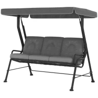 Outsunny 3-Seater Garden Swing Seat, Outdoor Swing Chair with Adjustable Waterproof Canopy, Light Grey(m-11)