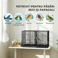 PawHut Colivie pentru Păsări cu Separator și Raft Inferior pentru Depozitare, din Oțel și PP, 94x57x57 cm, Negru(m-8)
