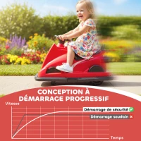 AIYAPLAY Auto-Tamponneuse Enfant 6V, Rotation à 360°, Musique, Klaxon, Démarrage Doux, 2,5 km/h, pour Âges 3-8, 74x53x48cm, Rouge(m-7)