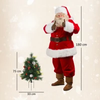 HOMCOM 2-er Set Weihnachtsbäume, Künstlicher Mini-Christbaum mit LED-Lichtern, Kunststoff, Metall, Ø33 x 75 cm, Grün(m-3)