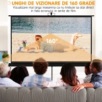 HOMCOM Ecran Proiector Pliabil de 84" Format 16:9 cu Trepied Reglabil, 200x8x118 cm, Negru(m-4)