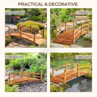 Outsunny 6FT Wooden Garden Bridge with Safety Railings, Classic Arc Footbridge for Stream Pond Walkway, Orange(m-6)