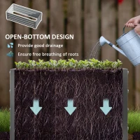 Outsunny Set of Two 110 x 50cm Steel Planter Boxes -  Light Grey(m-5)