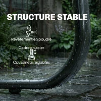 Outsunny Salon de jardin 4 pièces avec canapé, fauteuils et table basse, gris foncé et noir(m-7)