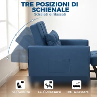HOMCOM Poltrona Letto Pieghevole con Schienale Regolabile e Cuscino, Blu(m-5)