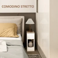 HOMCOM Comodino Moderno con Cassetto e Ripiano in Legno, 20x30x50 cm, Bianco(m-5)