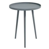Outsunny Round Garden Coffee Table, Outdoor Side Table with Rounded Steel Edge, Ø40 x 50H cm, Grey(m-10)