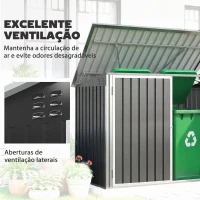 Outsunny Abrigo para Contentor de Lixo Duplo com Tampa Elevável e Portas Duplas 179,5x108x129,5 cm Cinzento Escuro(m-6)