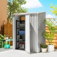Outsunny 5ft x 3ft Garden Storage Shed, Outdoor Metal Shed with Sloped Roof, Aluminium Grey(m-2)