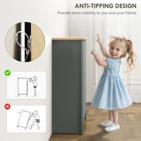 HOMCOM Slim Shoe Cabinet, Narrow Shoe Cupboard with 2 Flip Drawers, Adjustable Shelves for 12 Pairs of Shoes, Light Grey(m-7)