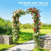 Outsunny Garden Arch, PE-Coated Steel Arbour Trellis for Climbing Plants, Rose Arch, 180 x 40 x 215 cm, Black(m-4)