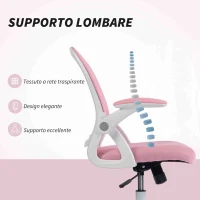 Vinsetto Sedia da Ufficio Ergonomica e Regolabile con Schienale a Rete e Seduta Imbottita, 65.5x61.5x88-97.5 cm, Rosa(m-6)