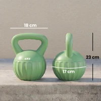 SPORTNOW Kettlebell 6 kg, umplută cu nisip, pentru începători – antrenament de forță acasă, 17 x 17 x 23 cm, Verde(m-3)