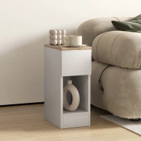 HOMCOM Comodino Moderno con Cassetto e Ripiano in Legno, 20x30x50 cm, Bianco(m-2)