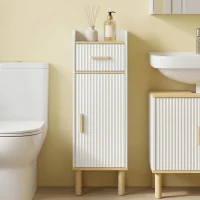 HOMCOM schmaler Badschrank mit verstellbarem Fach Weiß(m-4)