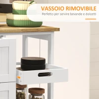 HOMCOM Carrello da Cucina in Legno con 3 Cassetti e 3 Ripiani Aperti, 67x37x85.5 cm, Bianco(m-5)