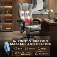 Vinsetto 6 Point Vibrating Massage Office Chair with Heat, Breathable Faux Leather Office Chair with High Back, Height Adjustable Grey(m-4)