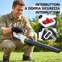 Outsunny Soffiatore per Foglie Cordless con Batteria da 4000mAh e Caricatore, 18V, Leggero con 6 Livelli di Velocità(m-7)