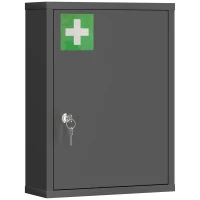 kleankin Medizinschrank zur Wandmontage mit Schloss, 3-stufiger Stahl-Wandschrank, 40 x 15 x 53,5 cm, Schwarz(m-10)