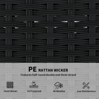 Outsunny 2 Seater Rattan Sofa, Outdoor Garden Sofa with Deep Seat, Cushions, Wide Armrests for Patio, Balcony, Porch, Black(m-5)