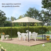 Outsunny Tetto di Ricambio per Gazebo 3x3m in Poliestere con Prese d'Aria e Fori di Drenaggio, Crema(m-7)