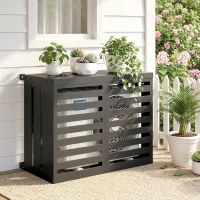 Outsunny Cache Climatiseur Exterieur, Housse Climatiseur à Lattes pour Unité Extérieur, Acier Galvanisé, 100x50x80cm, Gris Foncé(m-6)