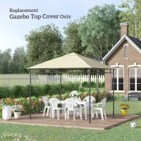 Outsunny Toile de rechange pour pavillon tonnelle tente toit de remplacement gazebo de jardin polyester 180 g/m² 3 x 3 m crème(m-8)