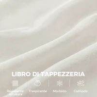 HOMCOM Divano 2 Posti Imbottito in Tessuto Effetto Pelle Traspirante, Imbottitura Spessa, 2 Cuscini, Braccioli, per Soggiorno, Crema(m-5)