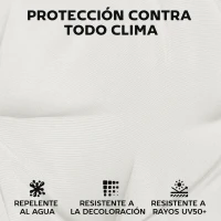 Outsunny Juego de Cojines para Sillas de Comedor 46x42x7 cm 6 Piezas con Funda Lavable y Lazos, Impermeable y Anti-UV Crema(m-5)