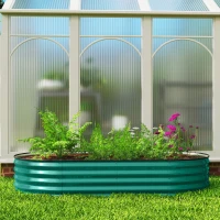 Outsunny Galvanised Raised Garden Bed, Metal Planter Box with Safety Edging, for Flowers, Herbs, Succulents, Light Green(m-8)