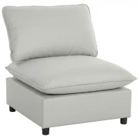 HOMCOM Sillón de acento, moderno sillón Leathaire con asiento ancho y profundo, acolchado grueso, montaje fácil, gris(m-5)