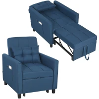 HOMCOM Poltrona Letto Pieghevole con Schienale Regolabile e Cuscino, Blu(m-11)
