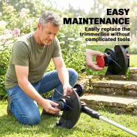 Outsunny Recortabordes a batería 2 en 1, desbrozadora con 30 cm de ancho de corte, mango ajustable y cabeza inclinable para jardín y patio Plateado(m-5)