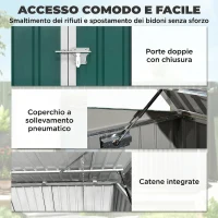 Outsunny Capanno Esterno Acciaio per Bidoni Spazzatura con Doppia Porta(m-5)