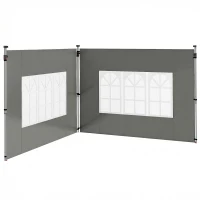Outsunny Gazebo Side Panels, Sides Replacement with Window for 3x3(m) or 3x4m Pop Up Gazebo, 2 Pack, Dark Grey(m-11)