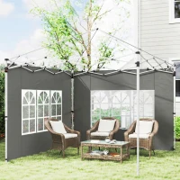 Outsunny Gazebo Side Panels, Sides Replacement with Window for 3x3(m) or 3x4m Pop Up Gazebo, 2 Pack, Dark Grey(m-2)