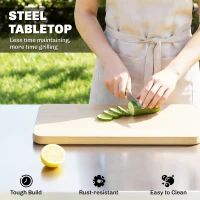 Outsunny Wózek kuchenny na kółkach, serwujący wózek z szafką, uchwytami, stalowa powierzchnia 117 x 55 x 78 cm Czarny(m-4)