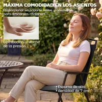 Outsunny Juego de Cojines para Sillas de Comedor 46x42x7 cm 6 Piezas con Funda Lavable y Lazos Impermeable Anti-UV Gris Oscuro(m-4)