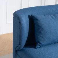 HOMCOM 2 Seater Sofa, Linen-look Fabric Small Sofa with Wing Back, Thick Seat, Metal Legs, Dark Blue(m-11)