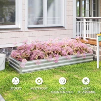 Outsunny Metal Raised Garden Bed Planter Box Outdoor Planters for Growing Flowers, Herbs, Green, Silver(m-6)