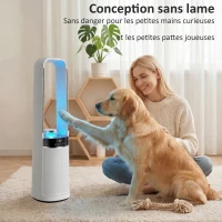 HOMCOM Ventilateur colonne silencieux 36dB, ventilateur tour pour chambre, 93,3cm de haut, oscillant à 45°, 3 vitesses, blanc(m-6)