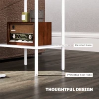 Nowoczesny stolik boczny, 2-poziomowy, z schowkiem, Biały(m-6)