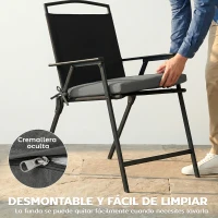 Outsunny Juego de Cojines para Sillas de Comedor 46x42x7 cm 6 Piezas con Funda Lavable y Lazos Impermeable Anti-UV Gris Oscuro(m-7)