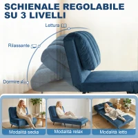 HOMCOM Poltrona Letto Pieghevole Trasformabile con Schienale Regolabile, Blu(m-5)